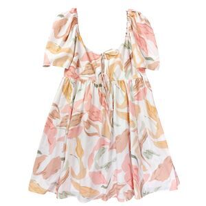 Abercrombie & Fitch Floral Mini Dress Womens M Puff Sleeve Tie Front Cottagecore